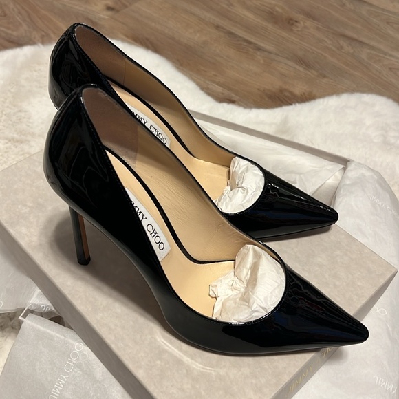 Jimmy Choo ROMY 100 Black Patent Leather Pumps - 3