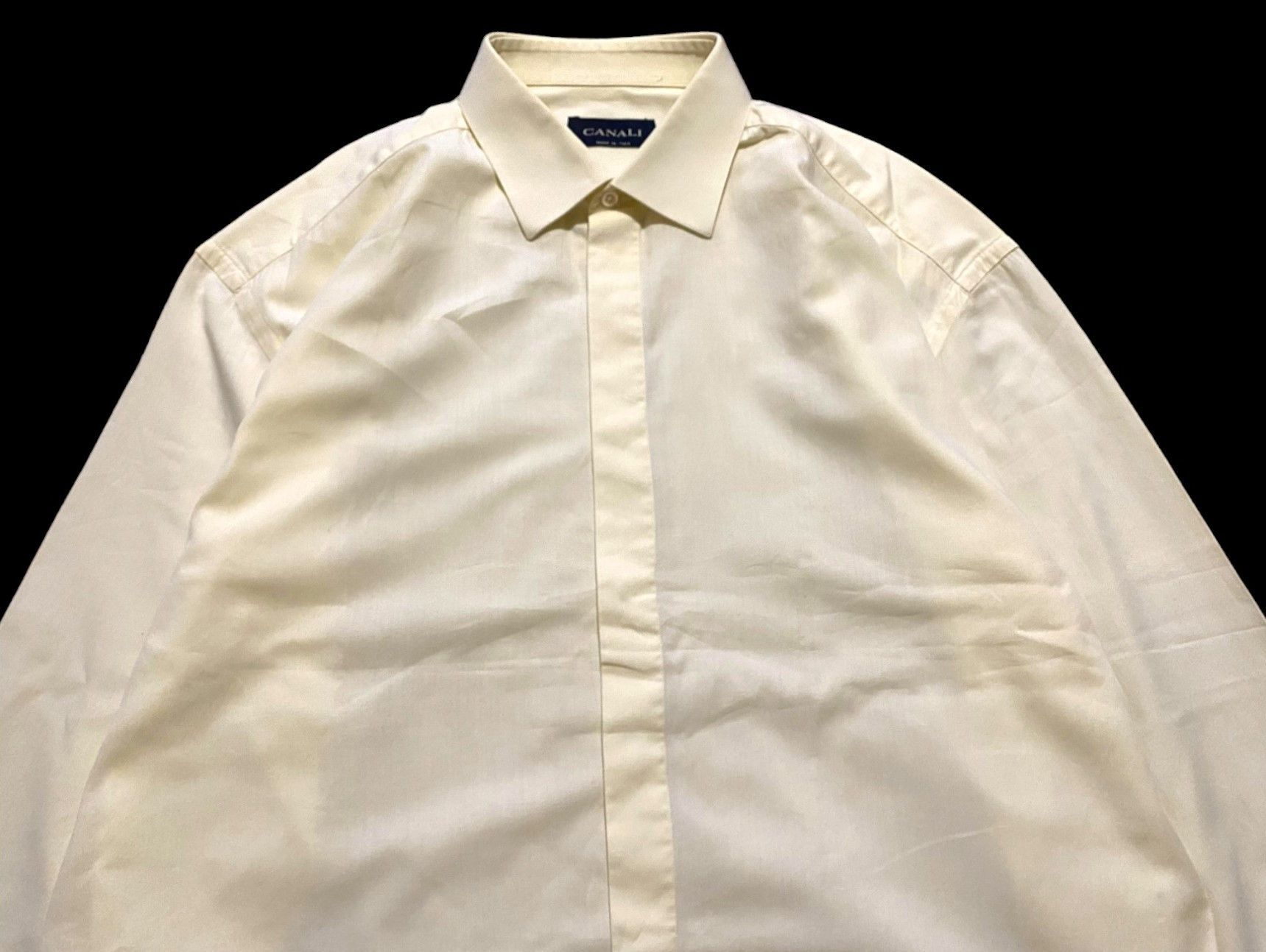 Canali Dress Shirt French Cuff White Cotton Solid 15 3/4 40 - 2