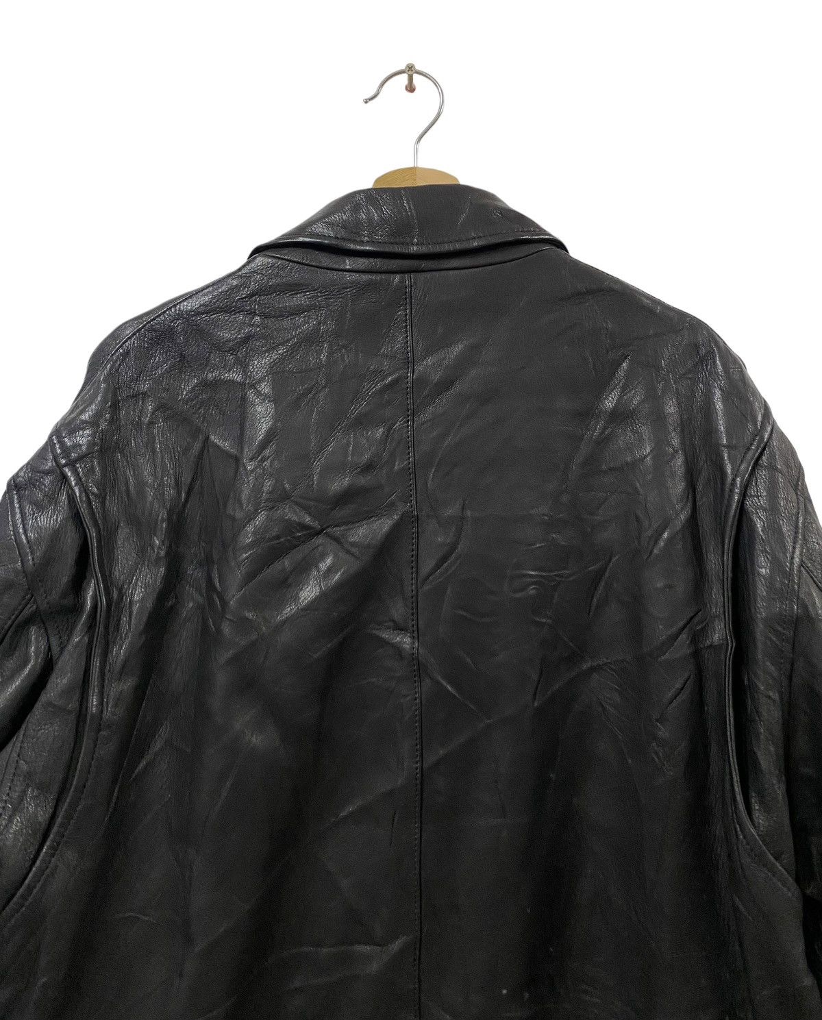 Vtg🌑Donna Karan New York Double Collar Leather Jacket - 13