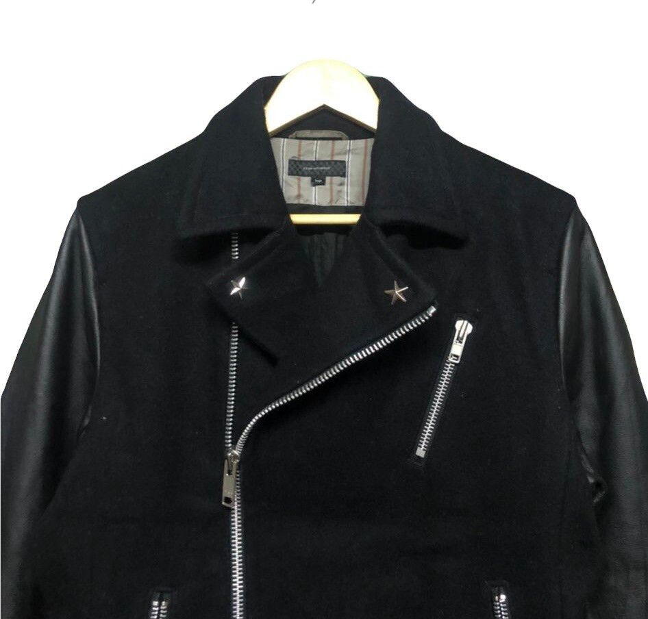 Rare🔥Nano Universe Black Leathe Bikers Jacket Double Collar - 6