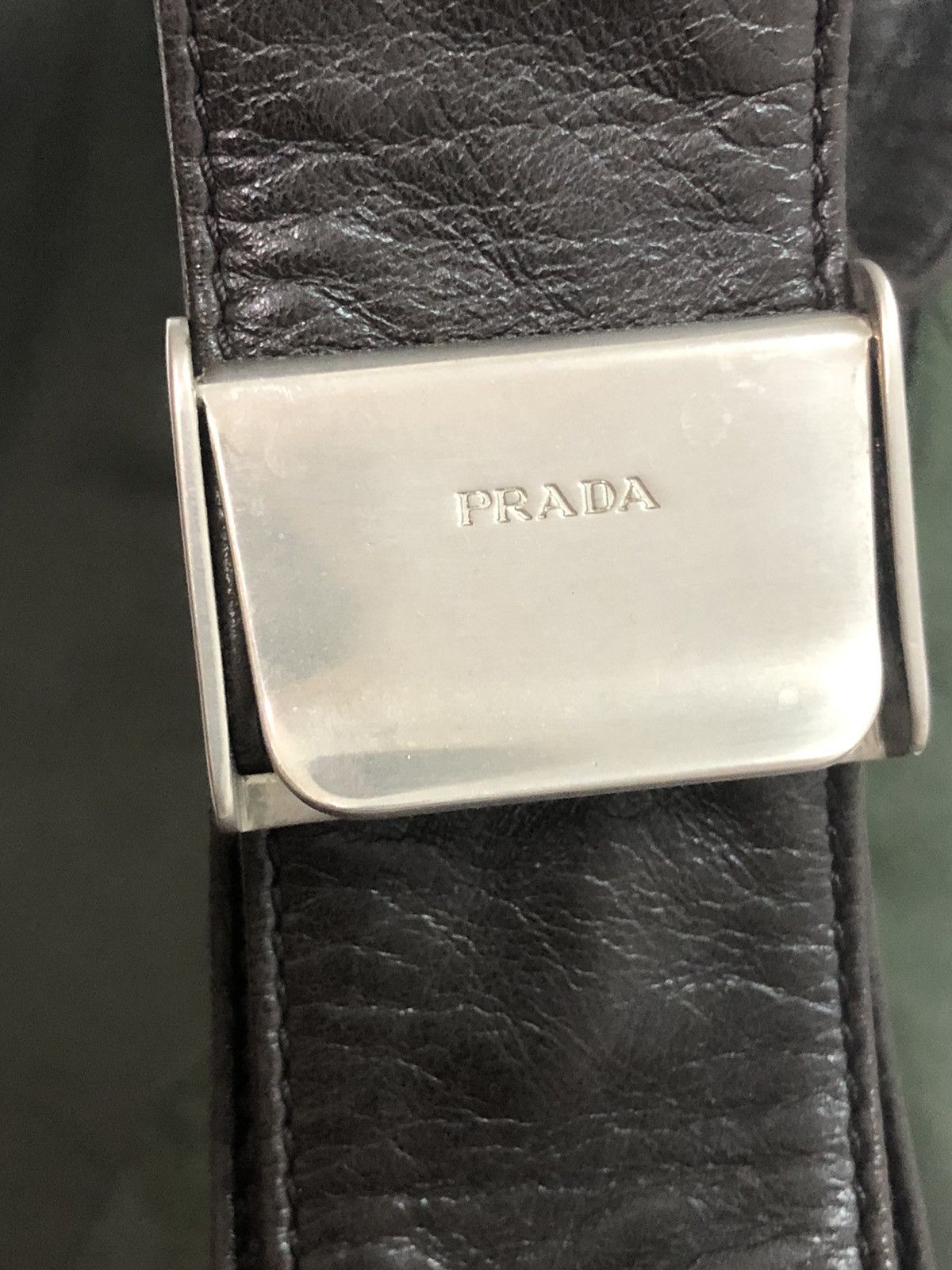 Prada Leather Trim Olive Green Nylon Shoulder Bag - 4