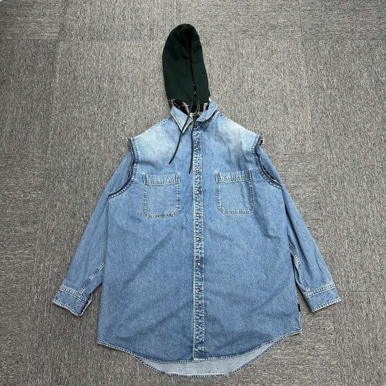 Balenciaga Faux Layered Denim Hoodie - 1