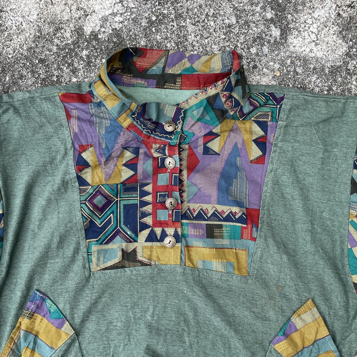 Japanese Brand - Vintage Unbranded Half Button Art Sweatshirts - 4