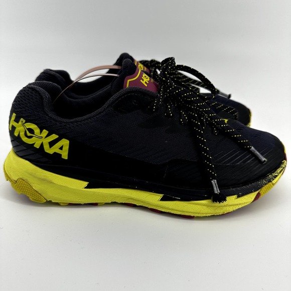 HOKA One One Torrent 2 Trail Running Shoes Lace Up Lightweight Black Yellow 8 - 3