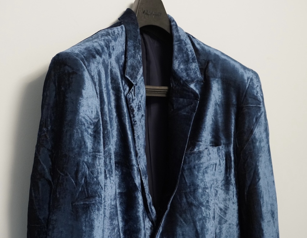 Yohji Yamamoto1992SS blue velvet jacket - 2