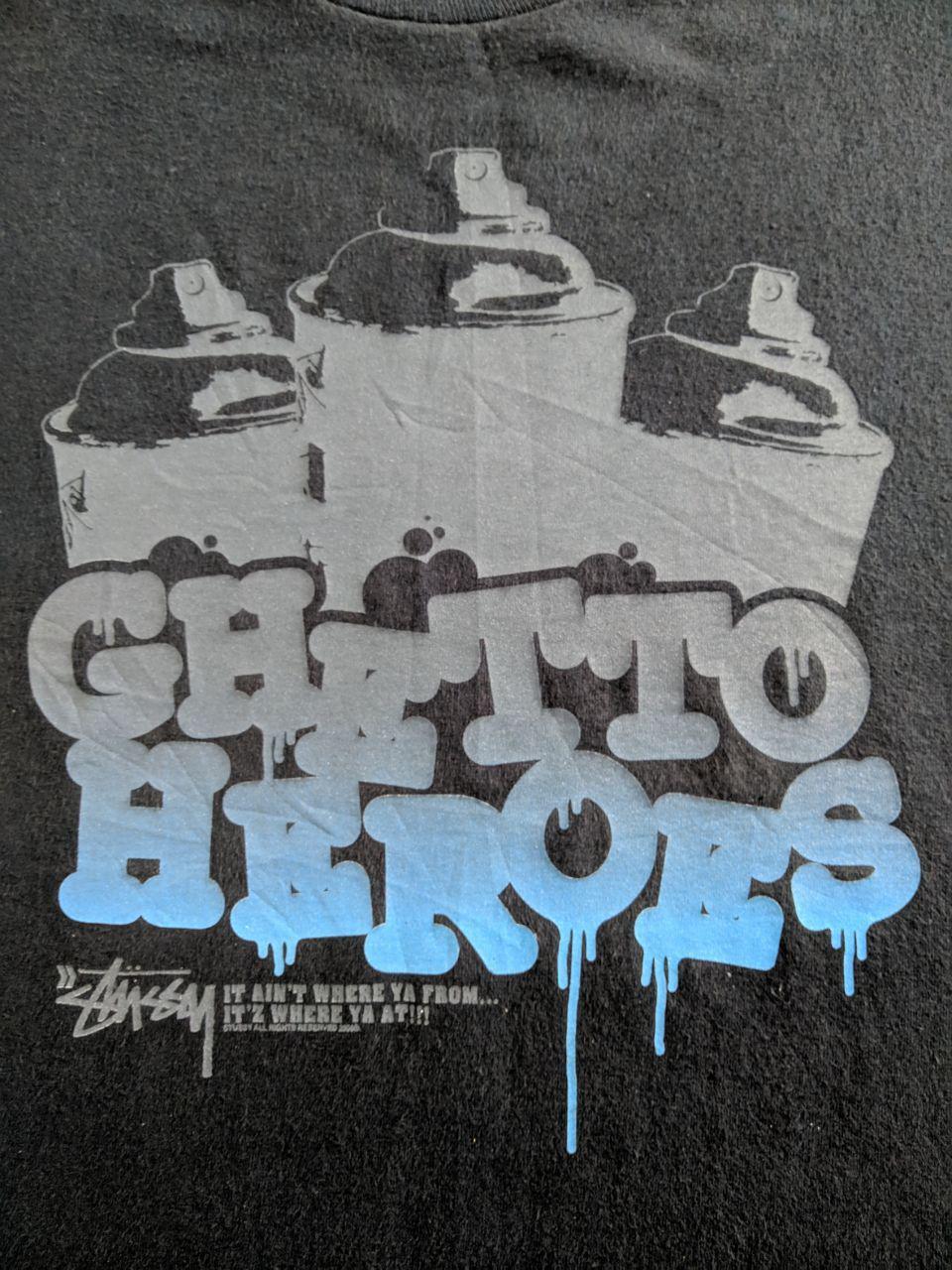 Vintage - Stussy Ghetto Heroes Tee Spell Out - 1