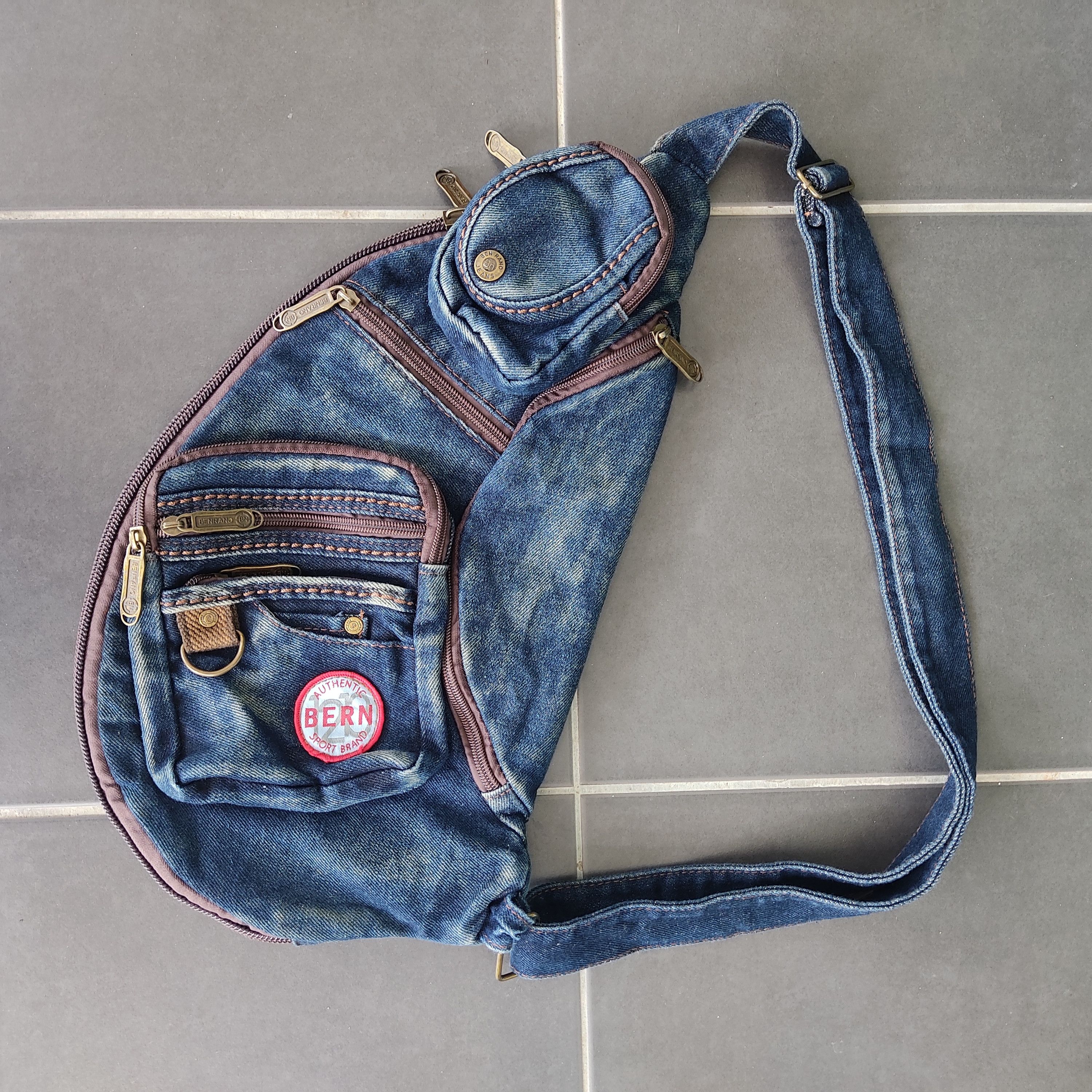 Authentic Bern Sport Distressed Denim Sling Bag - 2