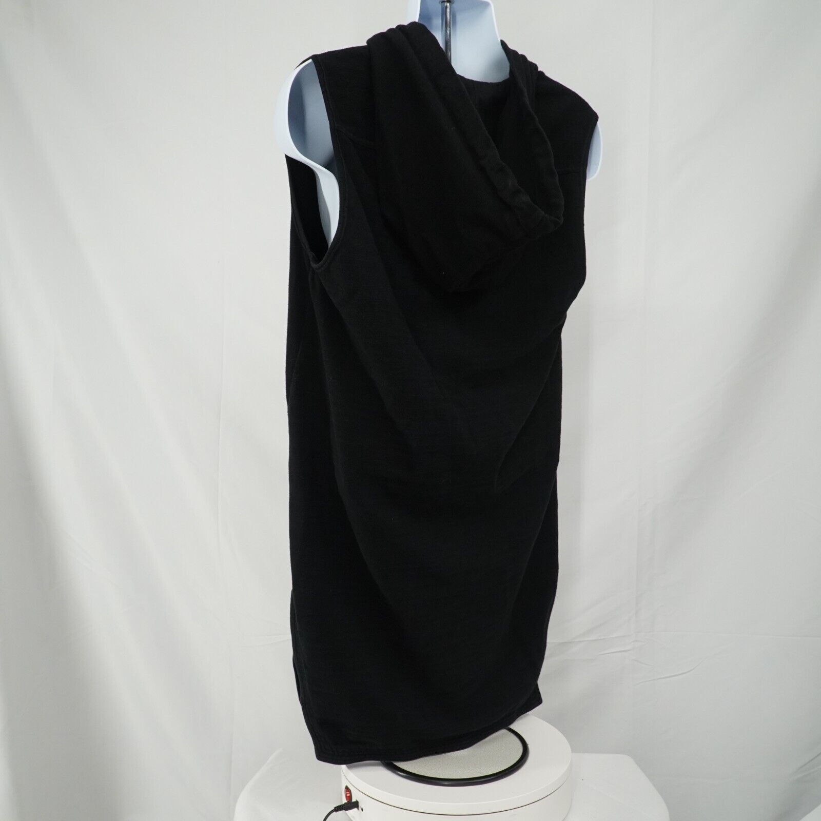 Black Zip Up Sleeveless Jacket Hoodie Cotton - Medium - 13