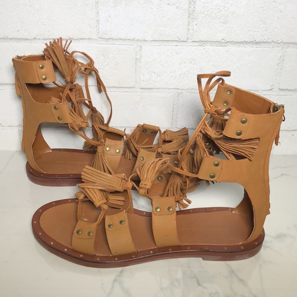 Rare ZARA Tassel Leather Roman Gladiator Sandals - 11