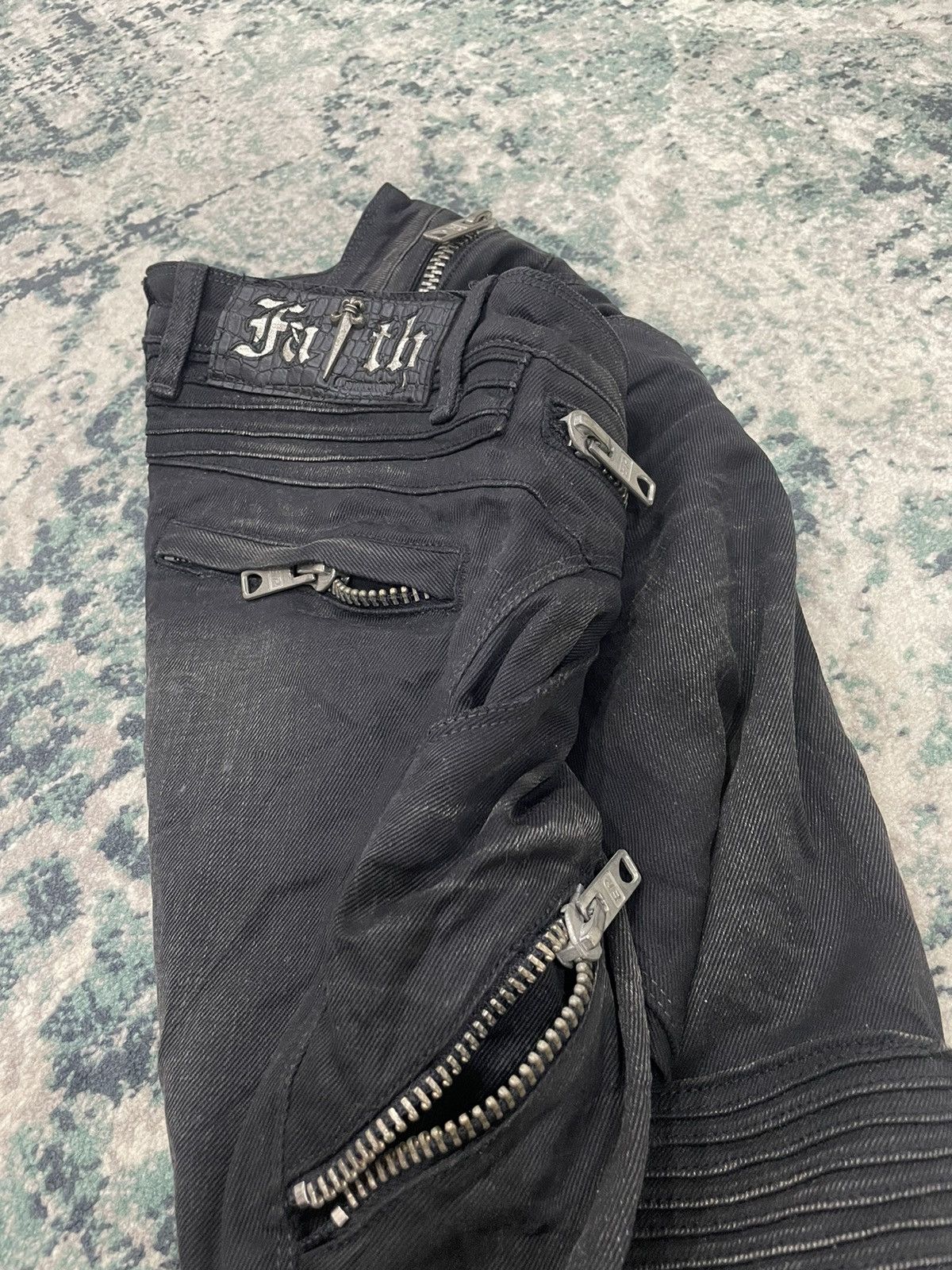 If Six Was Nine - Faith Connexion Black Zip Biker Jeans - 18