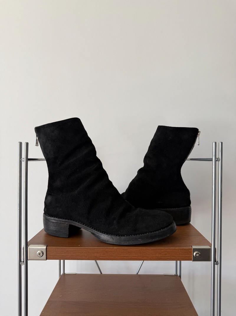 Guidi 788z Black Suede Horsehide Bottomed Large Size Men’s Boots - 1
