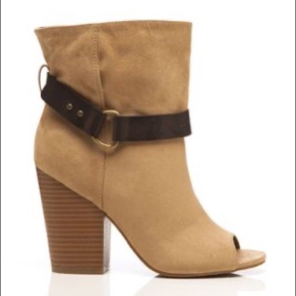 Mia Lysa Peeptoe Suede Ankle Booties - 2