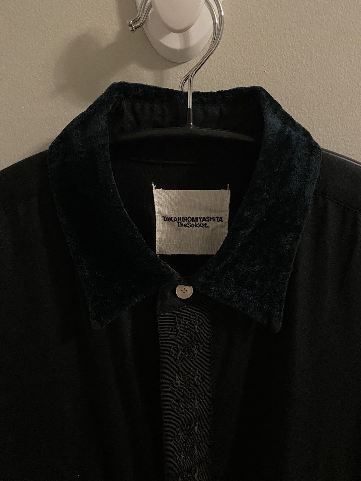 16aw velvet collar silk shirt - 2