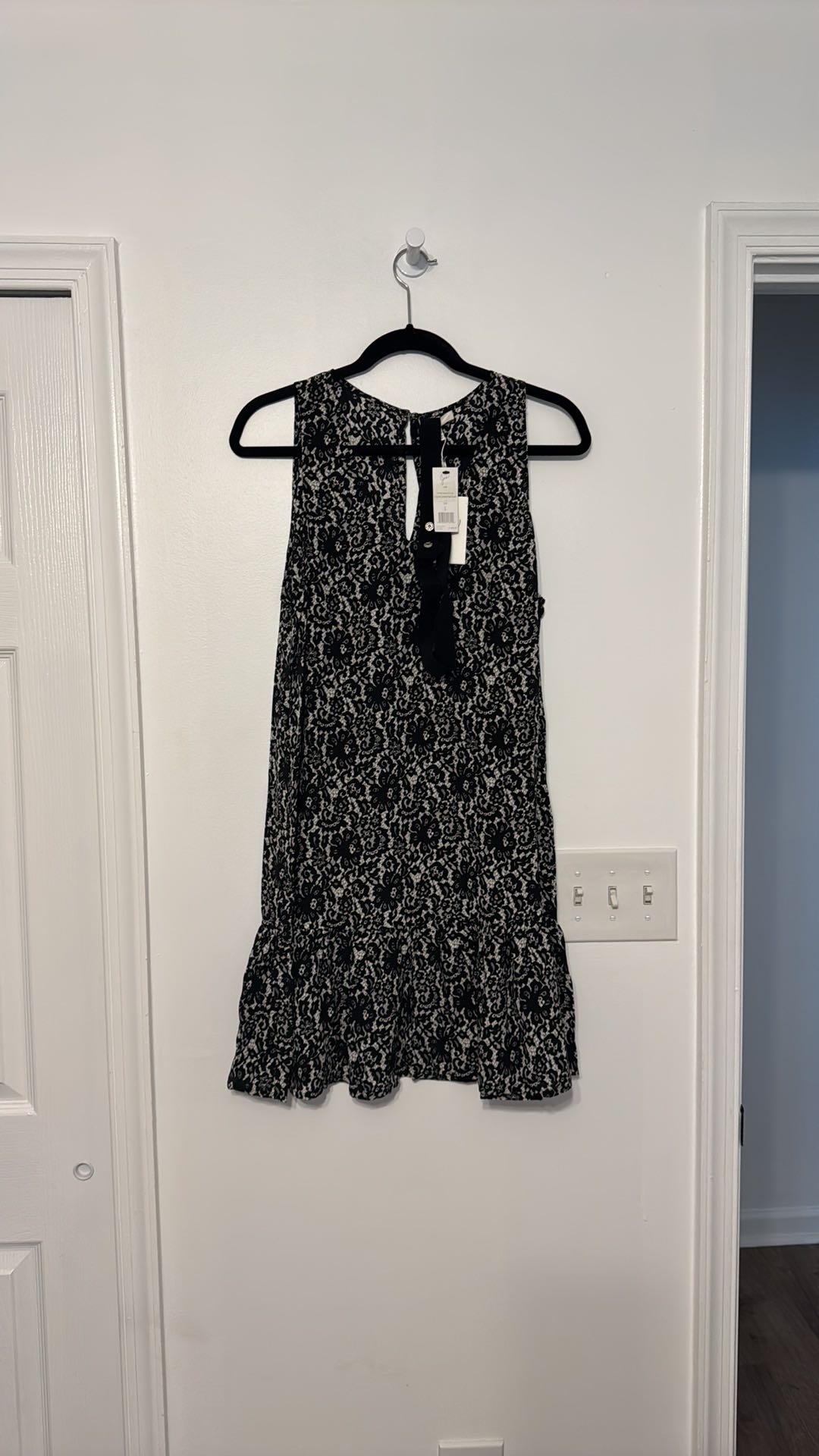 Joie Ori Lace Print Sleeveless Drop Waist Dress with Ruffle Hem - 4