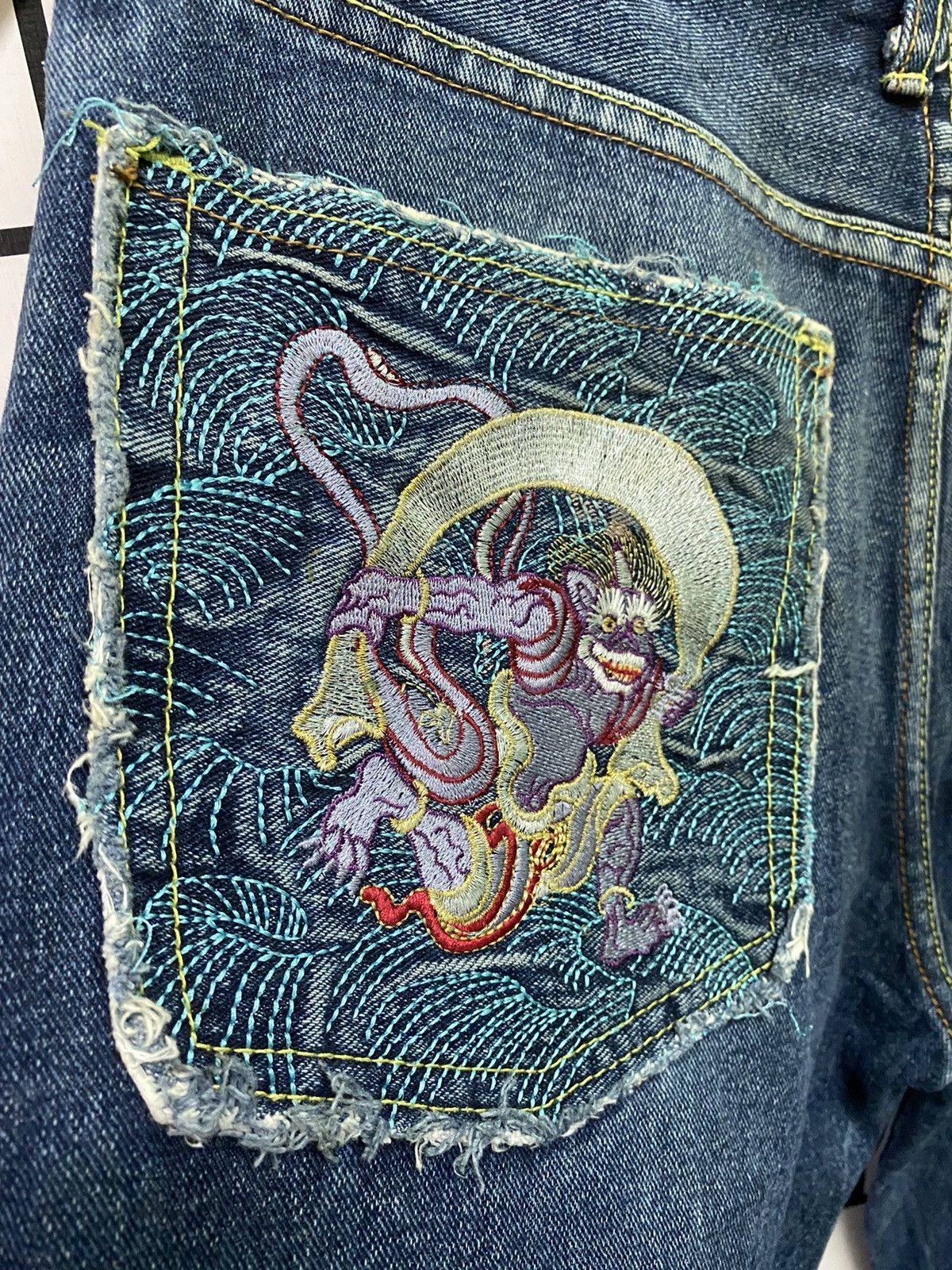 Vintage RED MONKEY COMPANY Embroidered Denim Jeans - 21