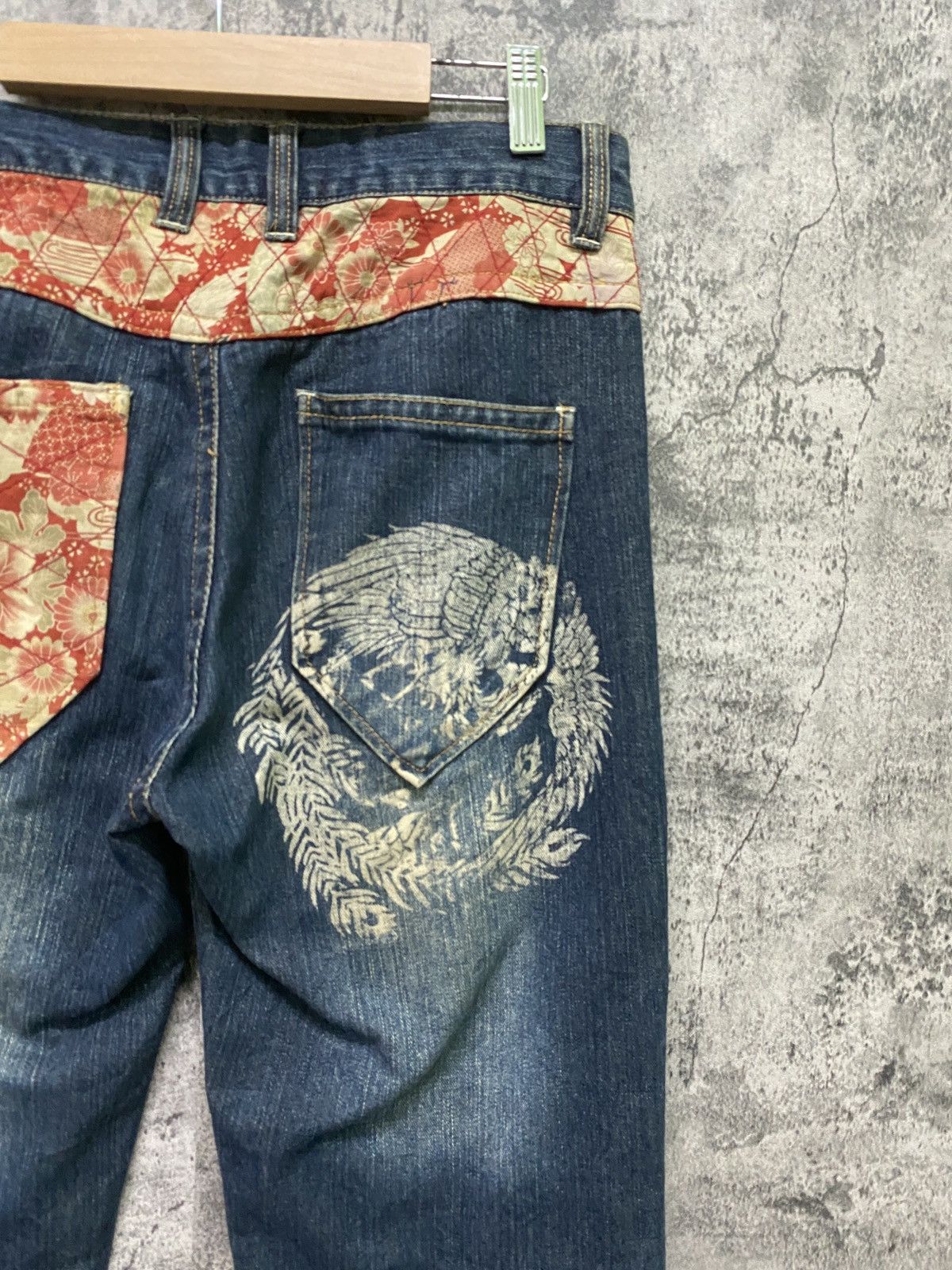 Vintage Japan Traditional Dragon Floral Designer Denim - 11