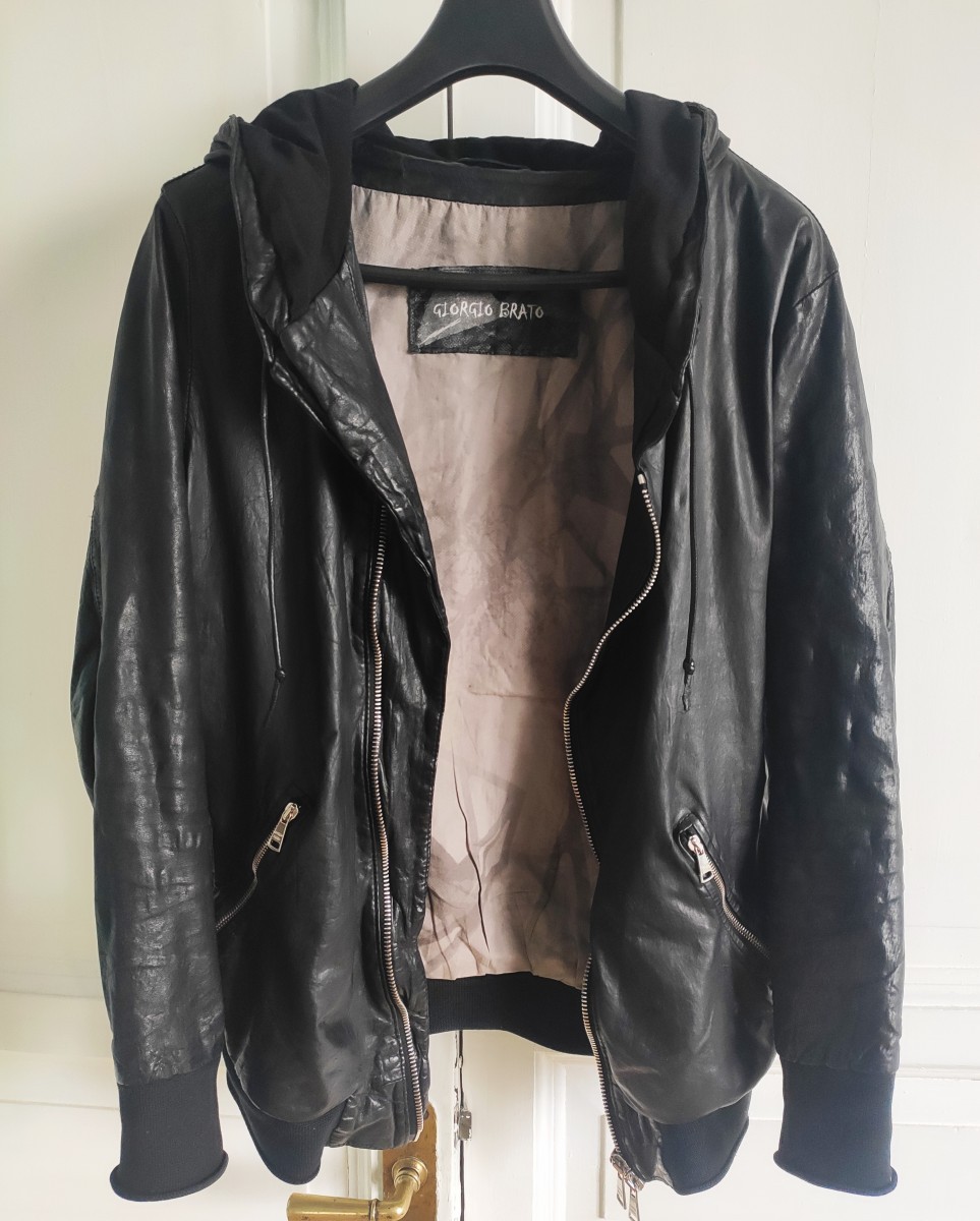 Giorgio Brato - Washed leather hooded jacket.Like Rick Owens or Julius - 5