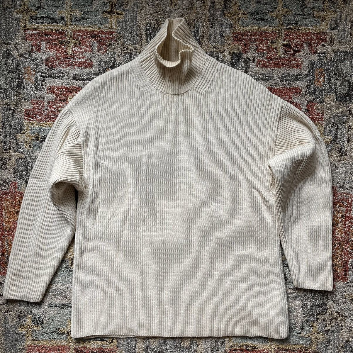 AW18 super fine wool rib knit turtle neck p/o pullover mock - 1