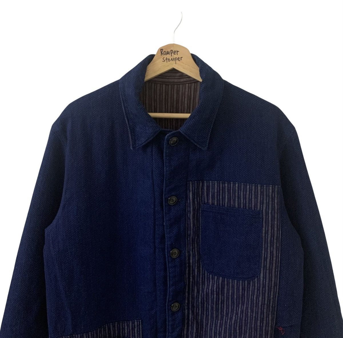 Indigo - 🇯🇵Blue Blue Japan Sashiko Patchwork Reversible Button Jacket - 6