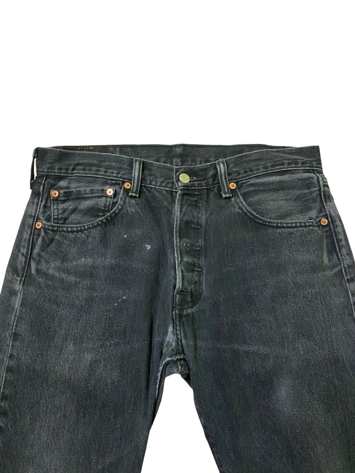 Vintage Levi's 501 Black Distressed Denim Jeans - 3