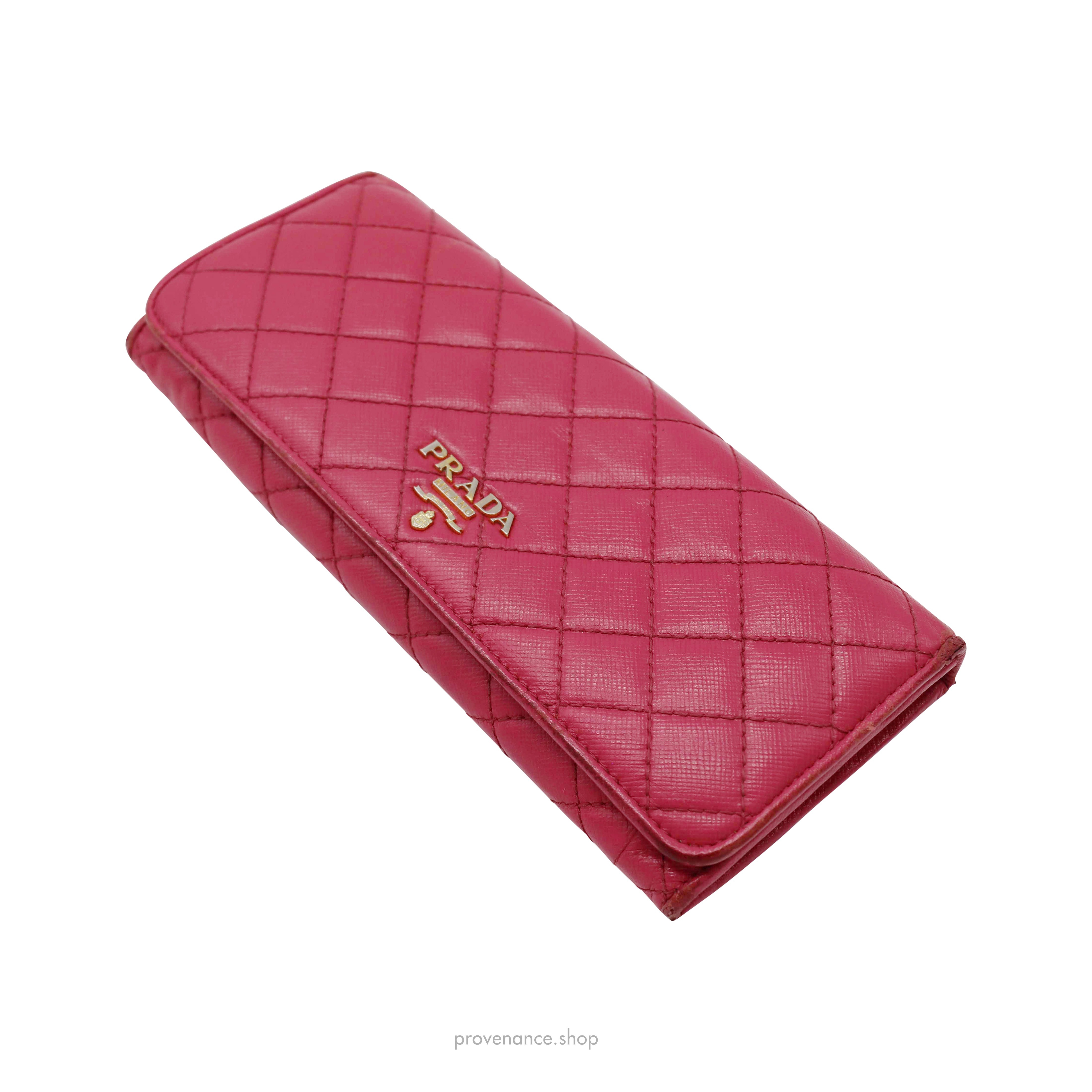 Prada Long Wallet - Pink Quilted Saffiano Leather - 4