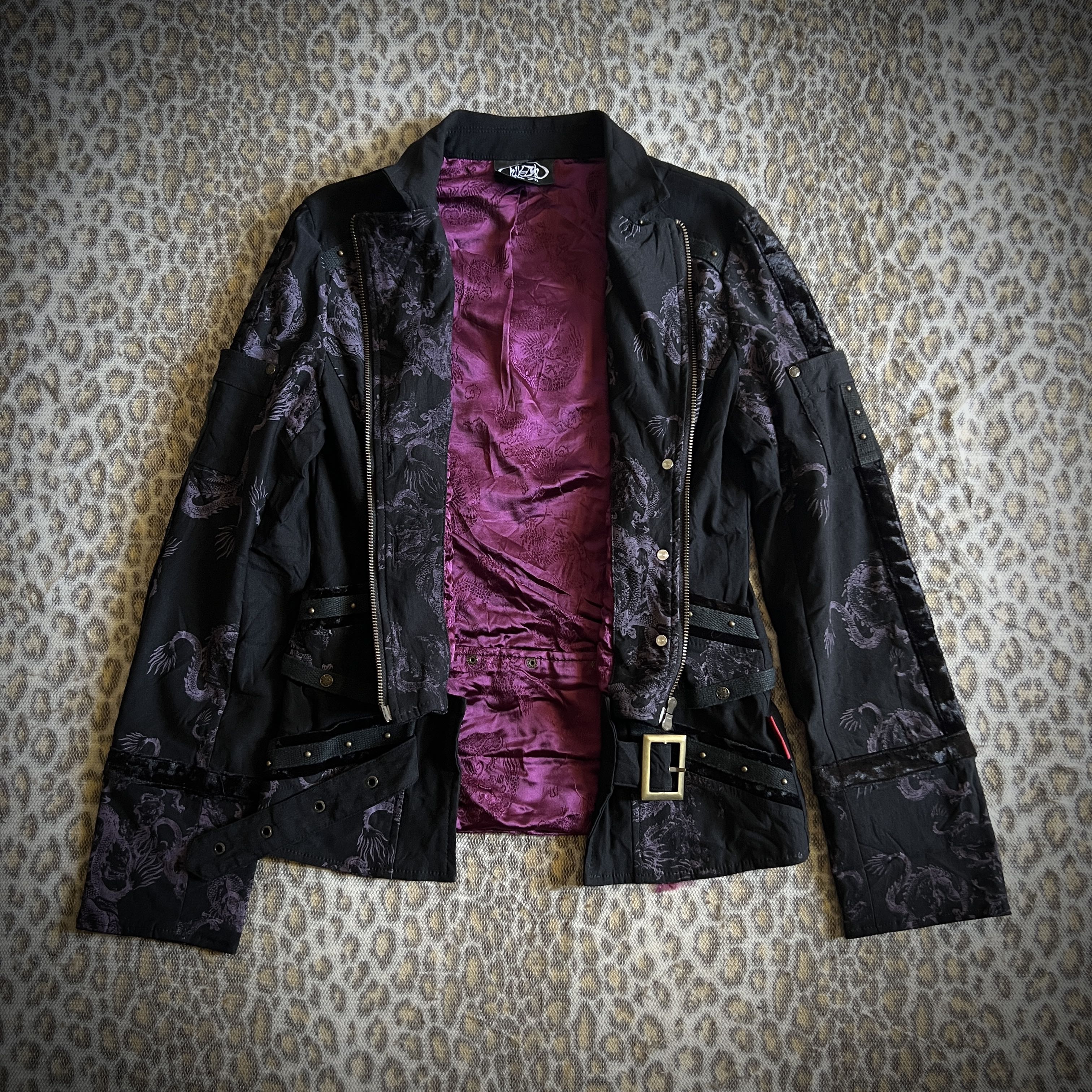 Ozz On Gothic Zip-up Velour Dragon Jacket - 7
