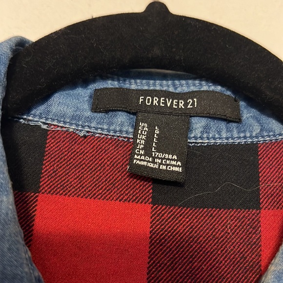 Forever 21 Buffalo Plaid Chambray Shirt - 6