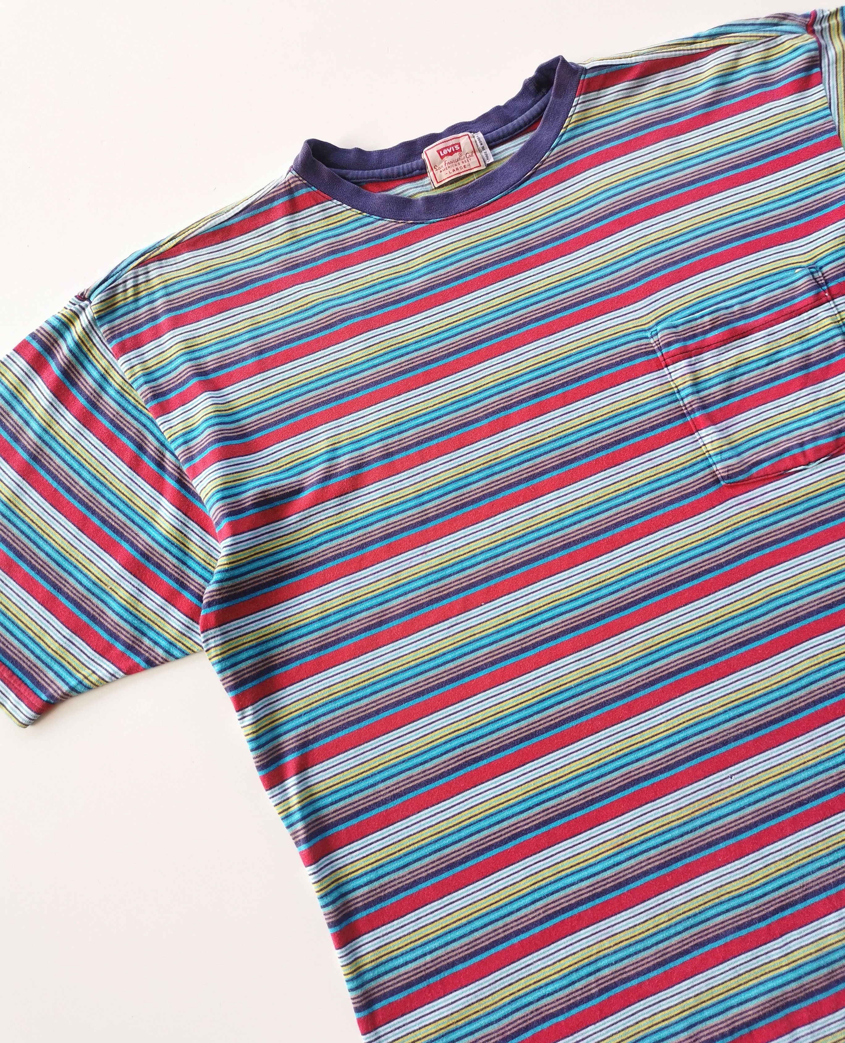 Vintage Levis Rainbow Stripe Pocket Tshirt - 2