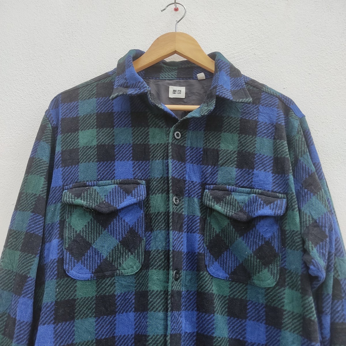 Uniqlo - Uniqlo Blue Green Thick Flannel Checked Long Sleeve Shirt - 4