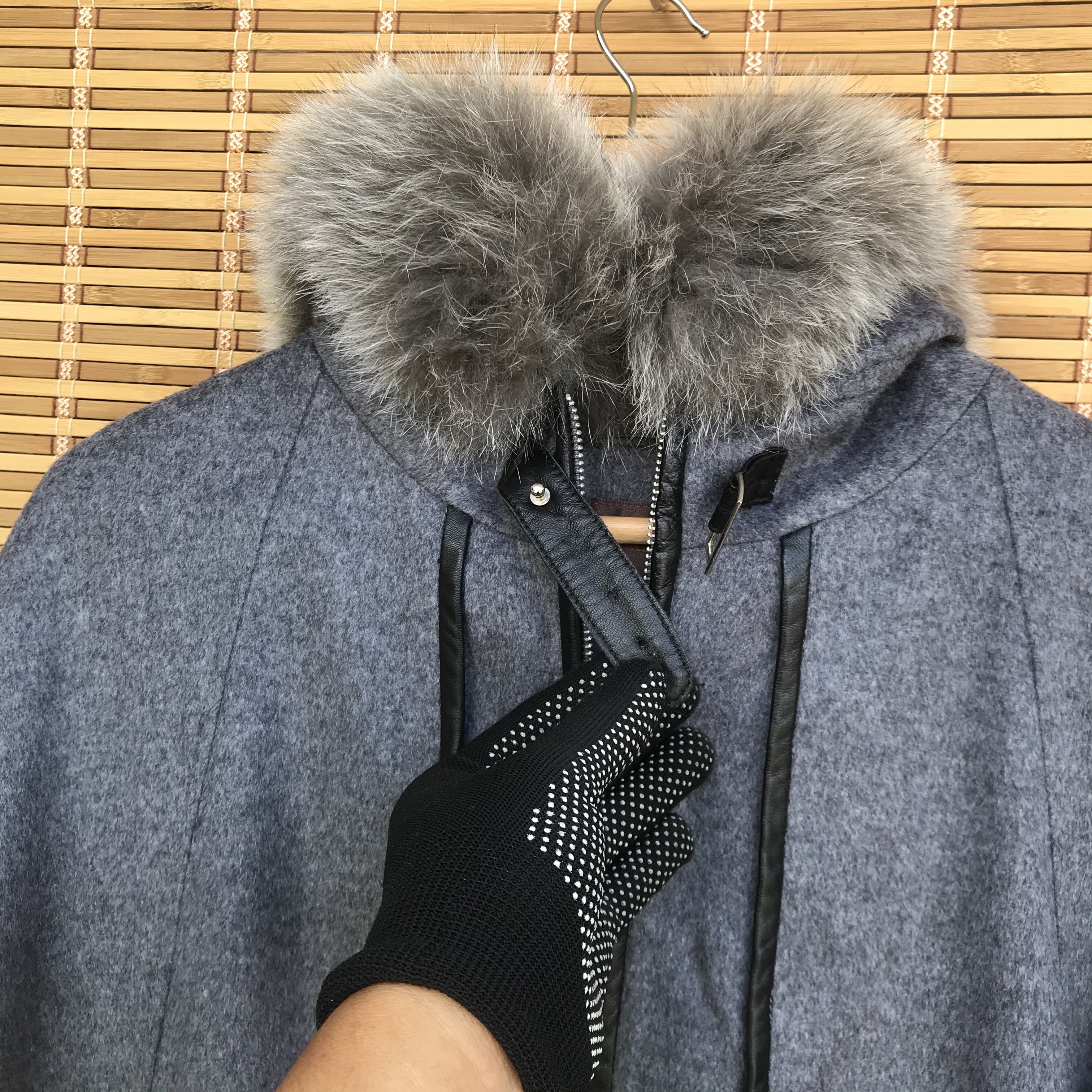 Balmain Cape Cloak Fashion Week Wool fur trimmed - 10