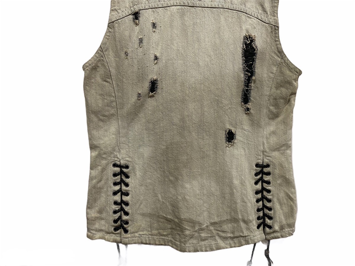 Distressed Denim - Mades Signature Style Sleeveless Distressed Denim Jacket - 10