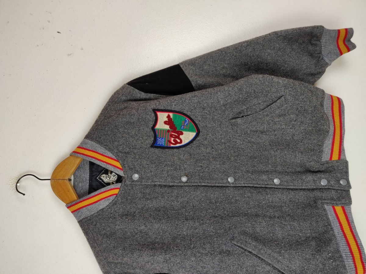 Varsity - Eljohn Classic Grey Wool Jacket Bomber Streetwear - 5