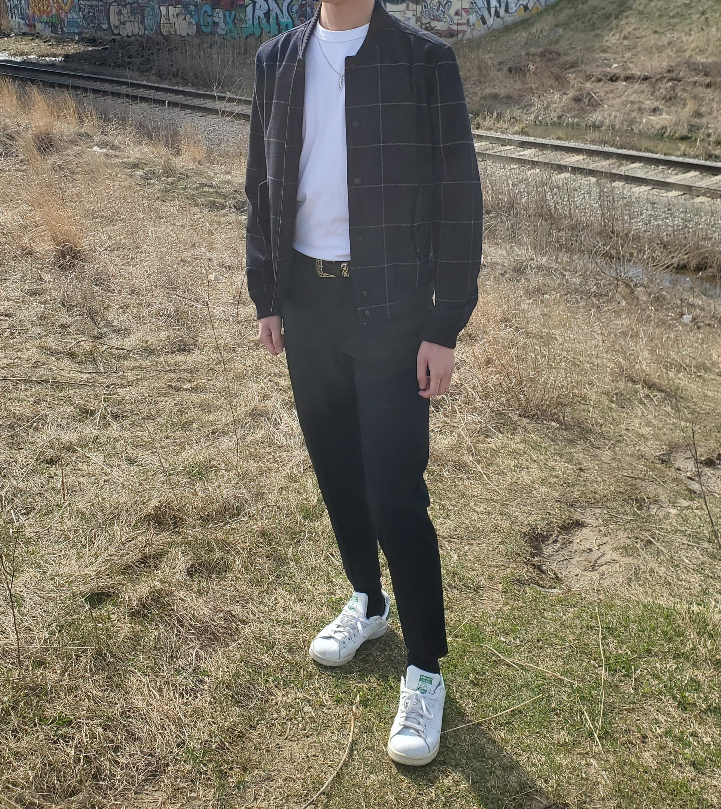 All Saints - Black Wool Check Bomber - 4