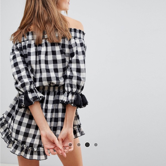 ASOS Off The Shoulder Gingham Beach Dress - 3