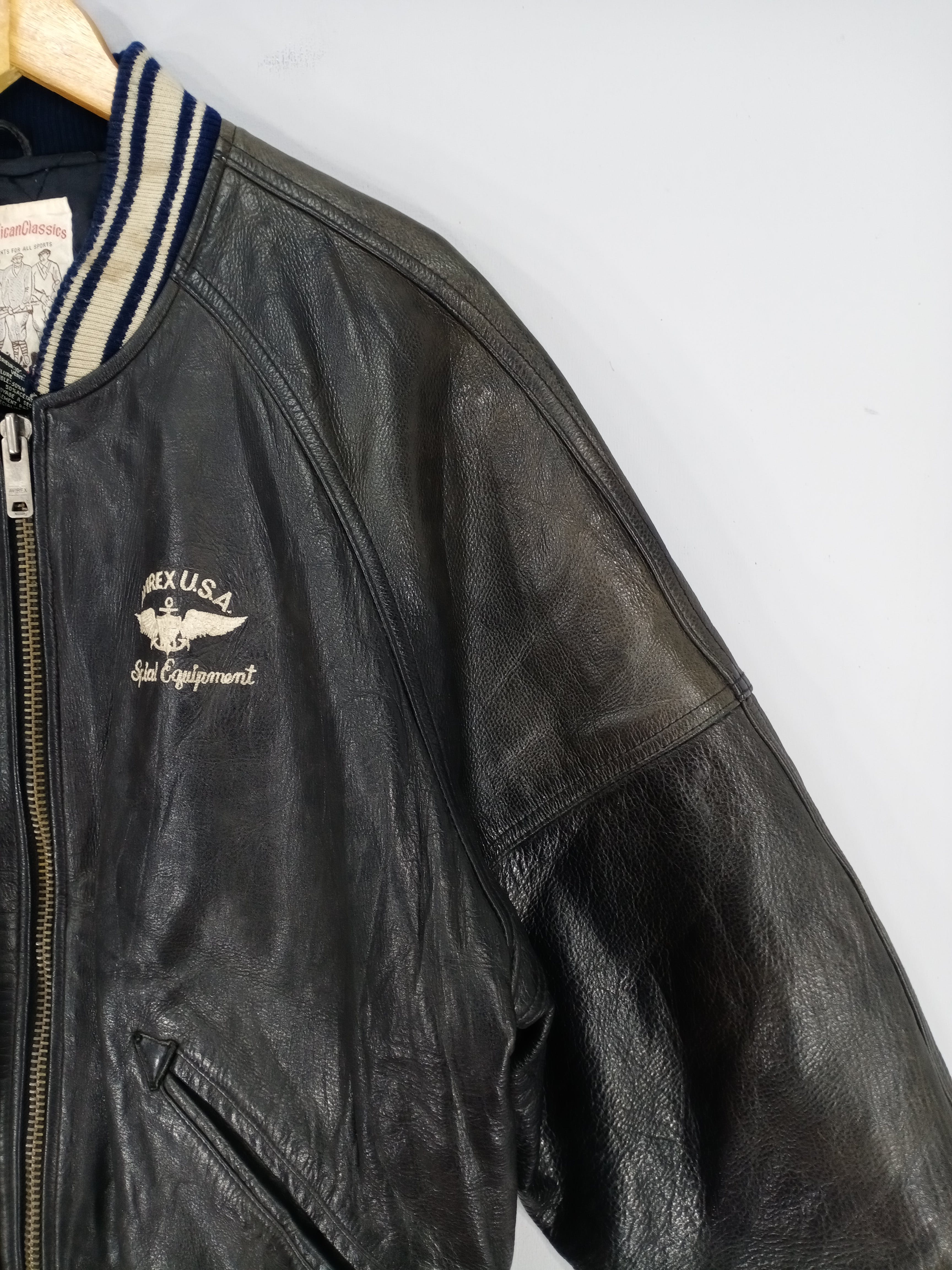 💥RARE💥Vintage Avirex Usa Spell Out Varsity Leather Jacket - 9