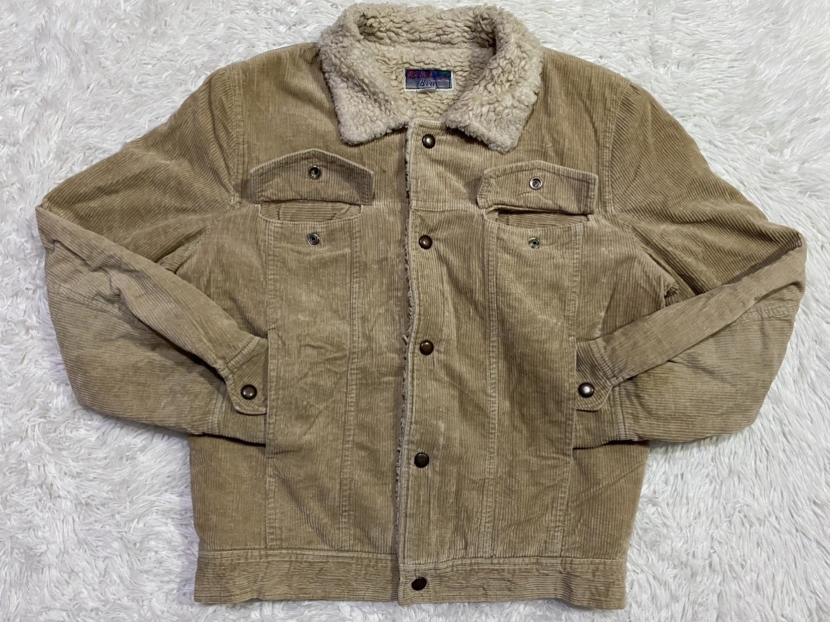 Japanese Brand - Redhot Blue Corduroy Sherpa Fleece Lined Trucker Jacket - 2