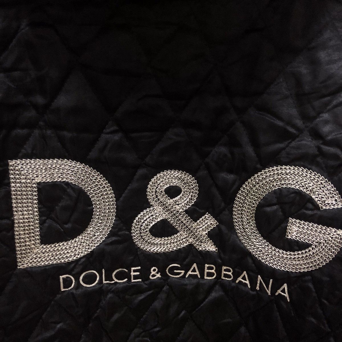 Vintage d&g big embroidery logo qulited hoodie jacket - 3