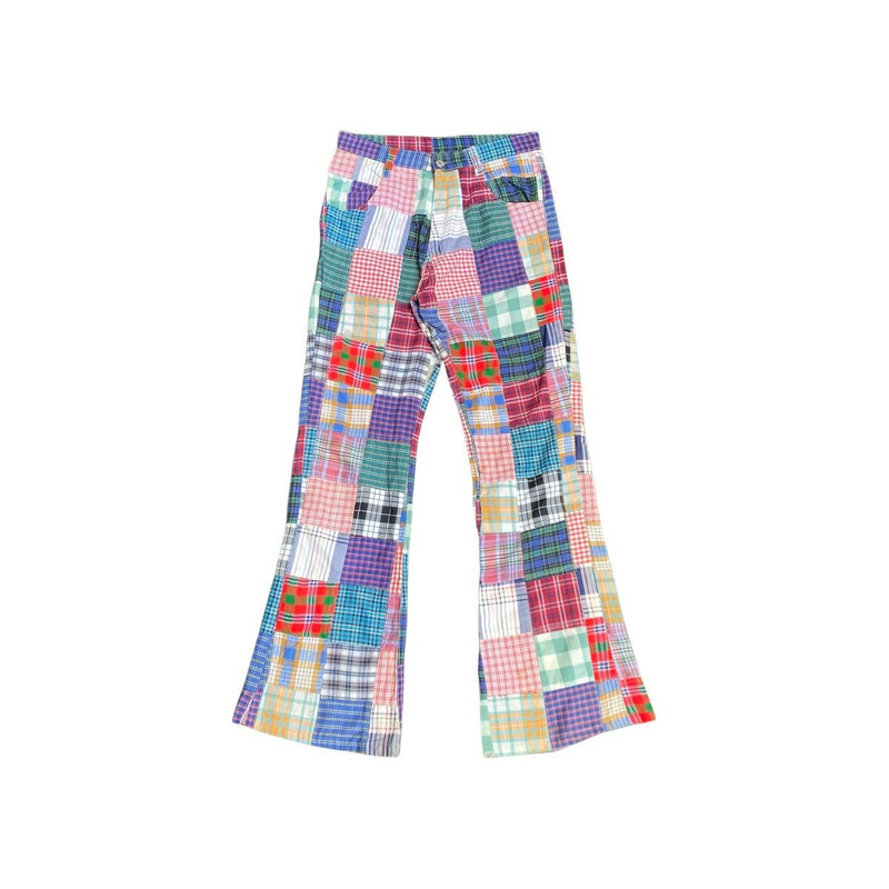 Archival Vtg 70s Levi's Patchwork Gingham Bell Bottom Pant - 1