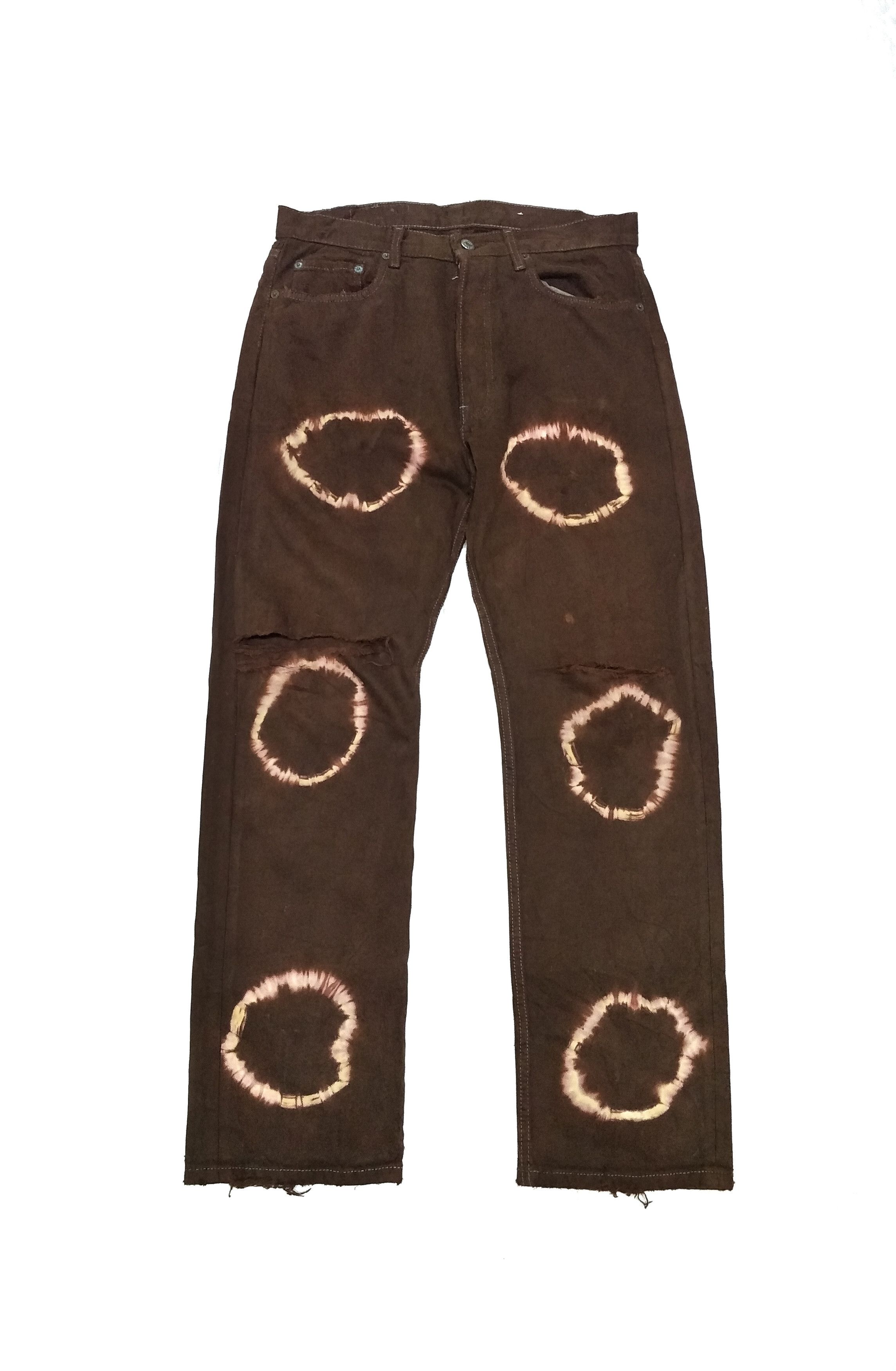 Vintage Levi's Acid Ring Brown Ripped Distress Denim - 1