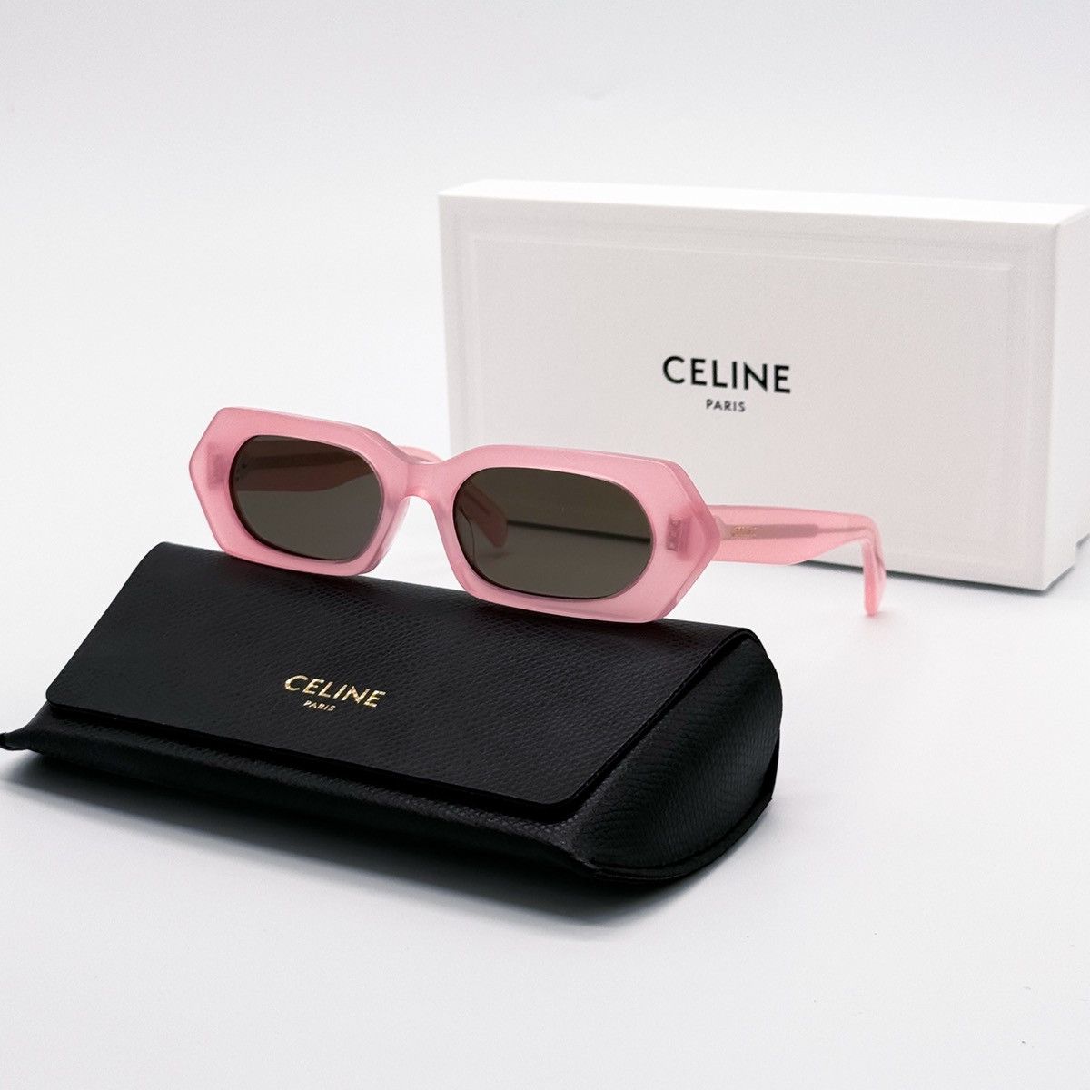 NEW CELINE CL40243I 72J SUNGLASSES GEOMETRIC PINK GREY WOMEN - 1