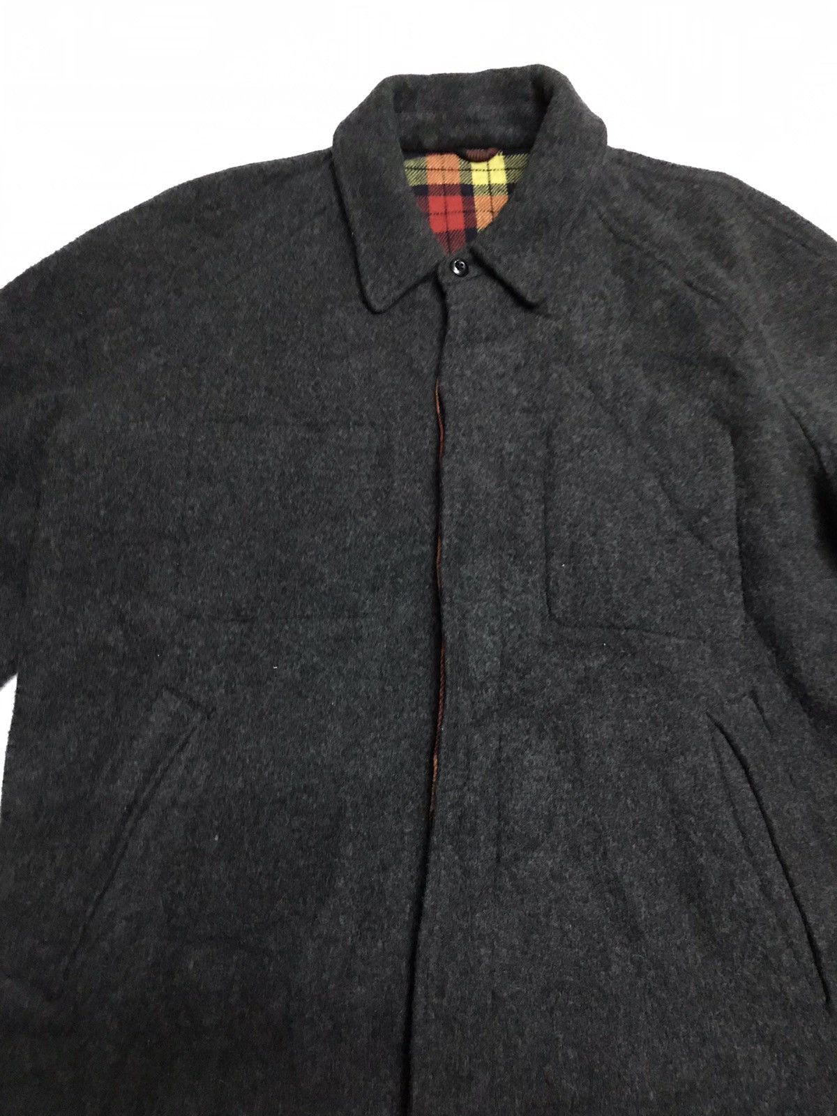 90s HOMME CDG HIDDEN BUTTON PLAID TARTAN LINING WOOL JACKET - 5