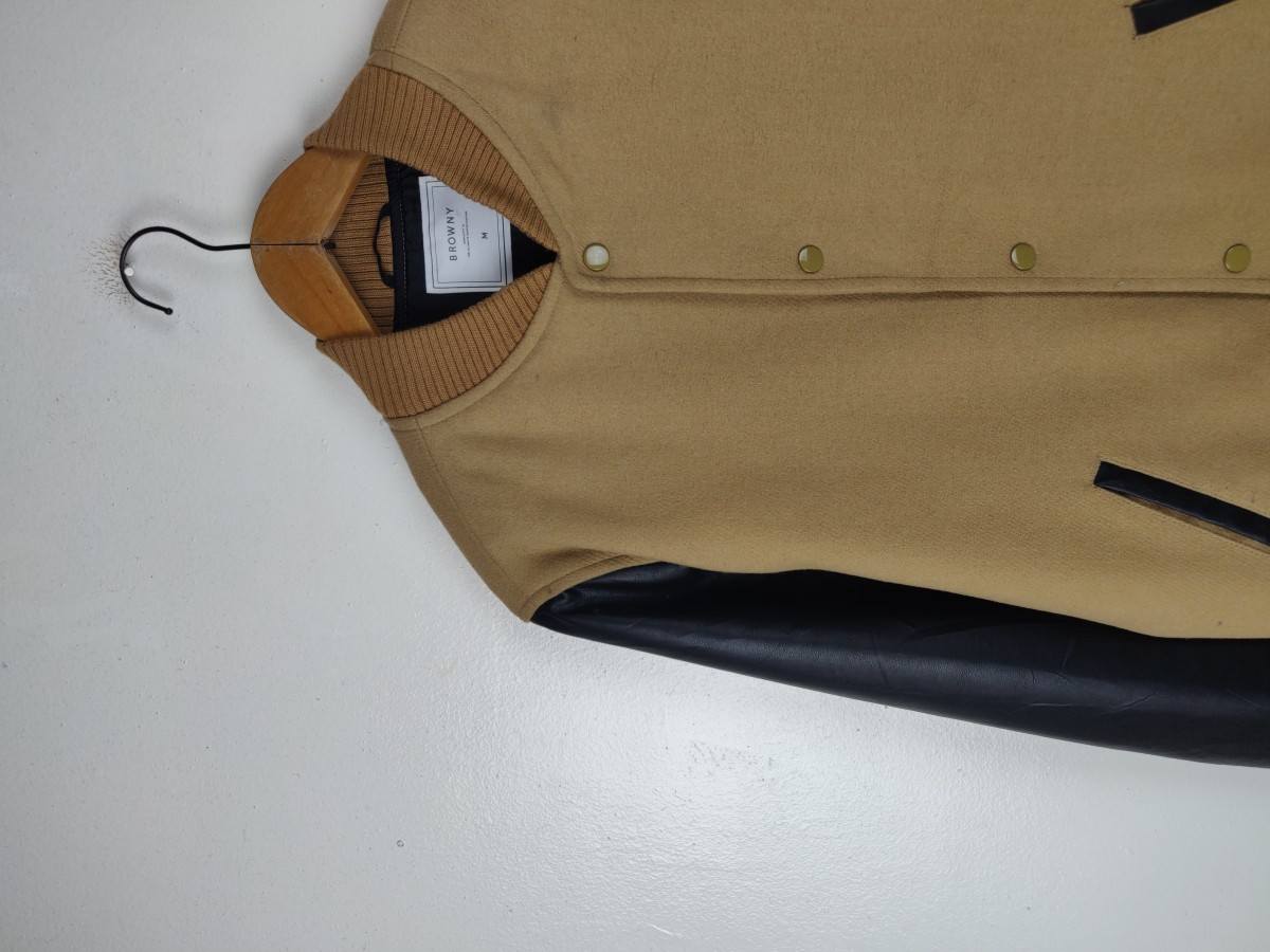 Bomber Jacket - Browny Japan Plain Varsity s Streetwear - 4