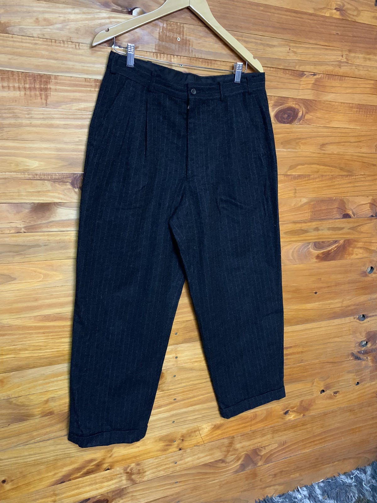 Vintage 90s Comme Des Garcon Homme Wool Stripe Trouser Pants - 2