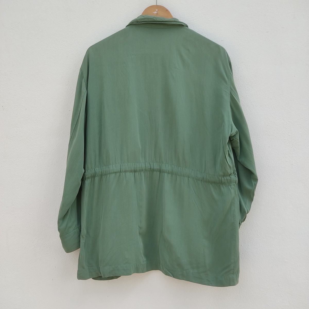 Kenzo Paris Japanese Designer 90s Vintage Green Silk Jacket - 2