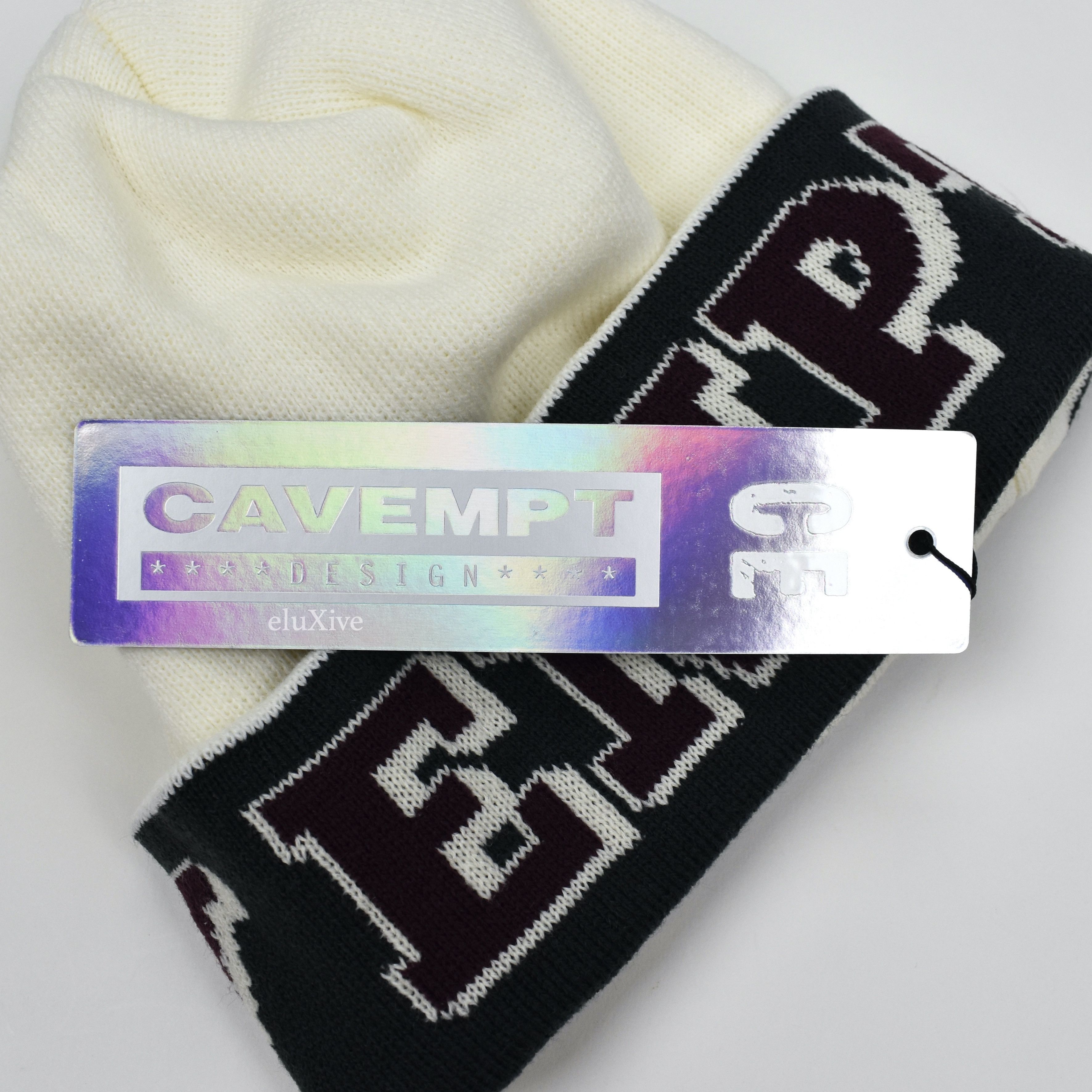 Cav Empt Cream Logo Knit Beanie DS - 4