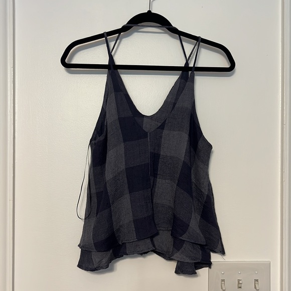 Vintage Havana Navy Plaid Checker Flowy Swing Tank - 3