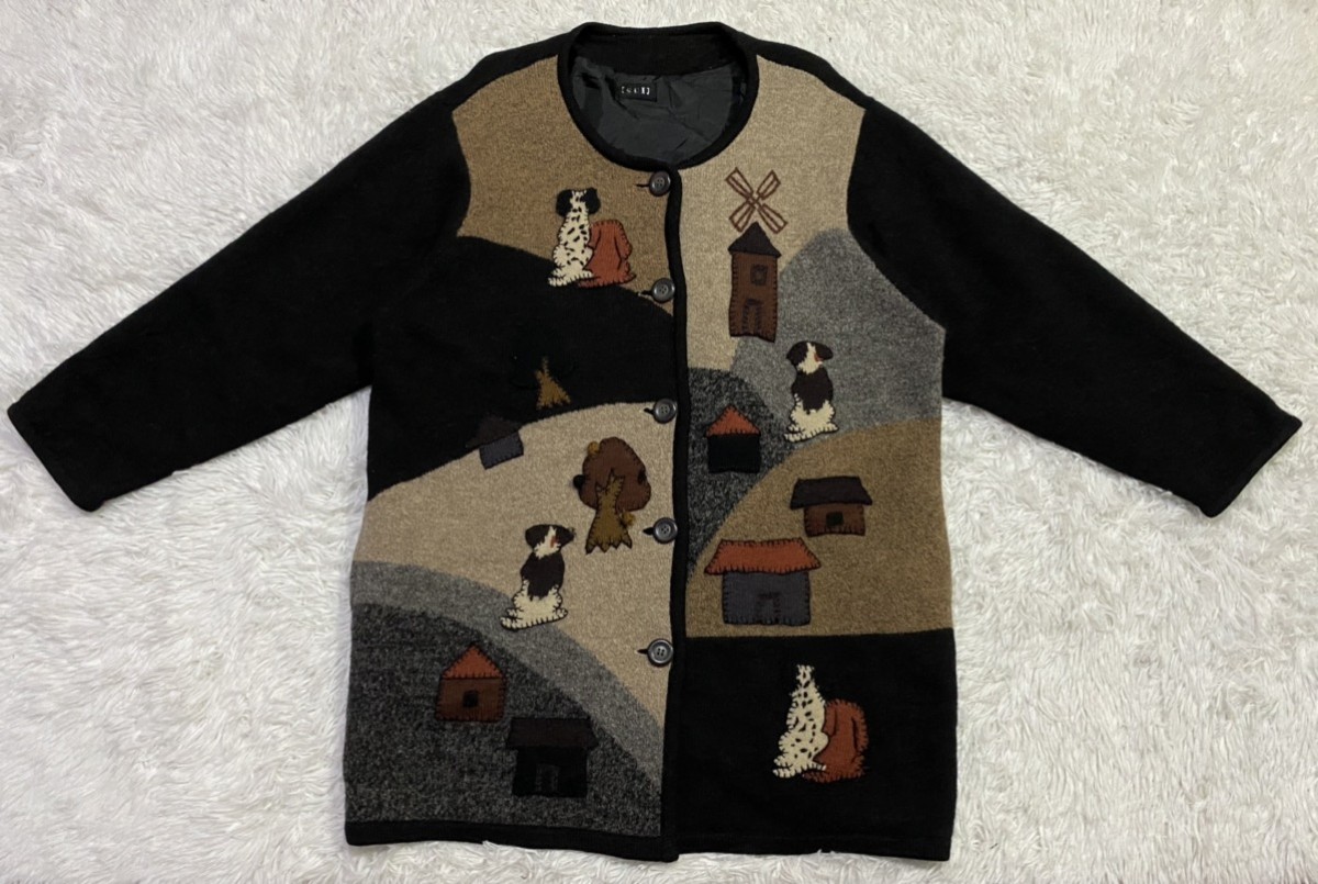 Cardigan - [SUI] Logo Patchwork Wool Cardigan Button Up Sweater - 4
