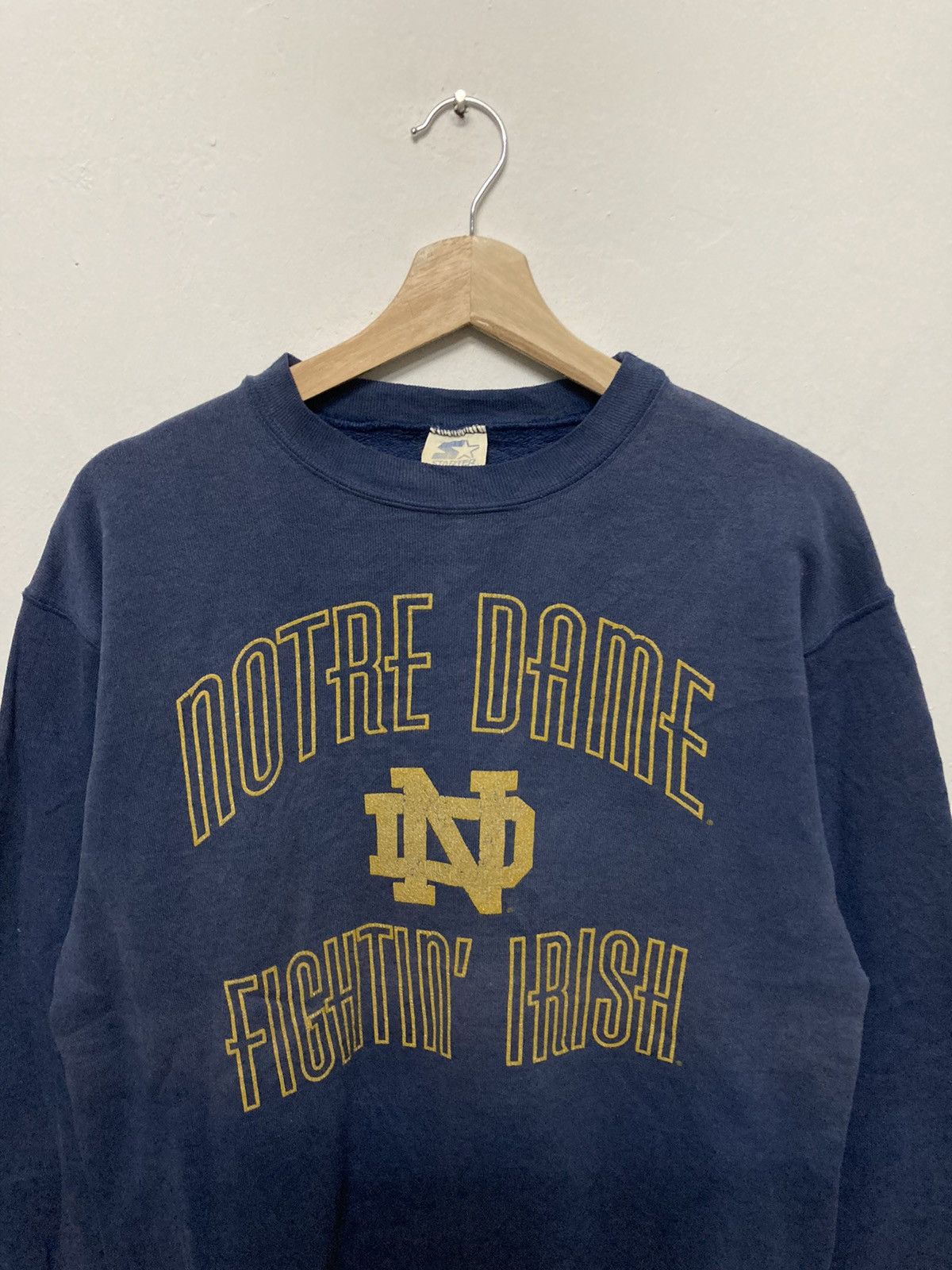 Vintage - Vtg 80s Starter Notre Dame Distressed Crewneck Sweatshirt - 3