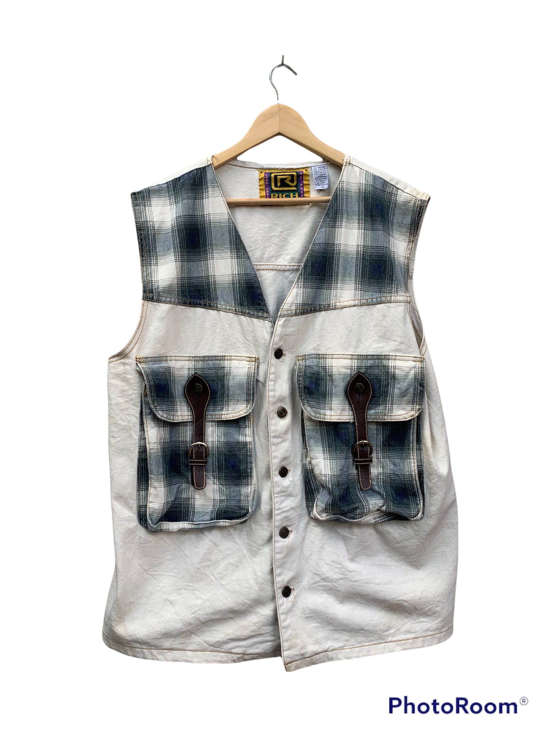 Made In Usa - Vintage Rich Checkered Tactical Vest - 4