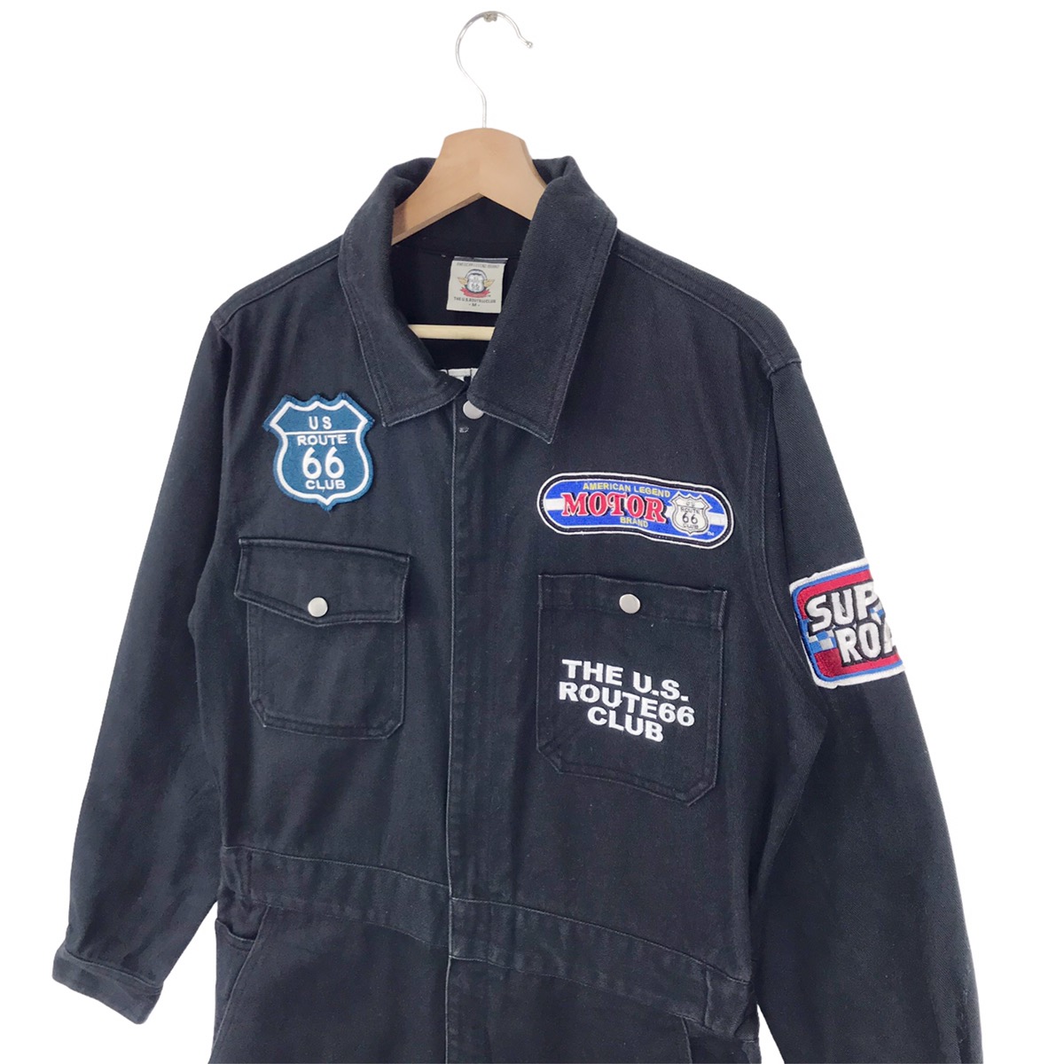 Vintage - 90’s Route 66 Club Jumpsuits Patches Overall Worker - 5
